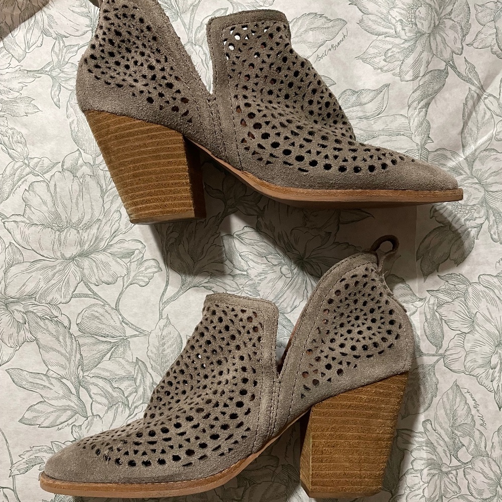 Jeffrey Campbell Taupe Perforated Ankle Booties - Picture 4 of 9